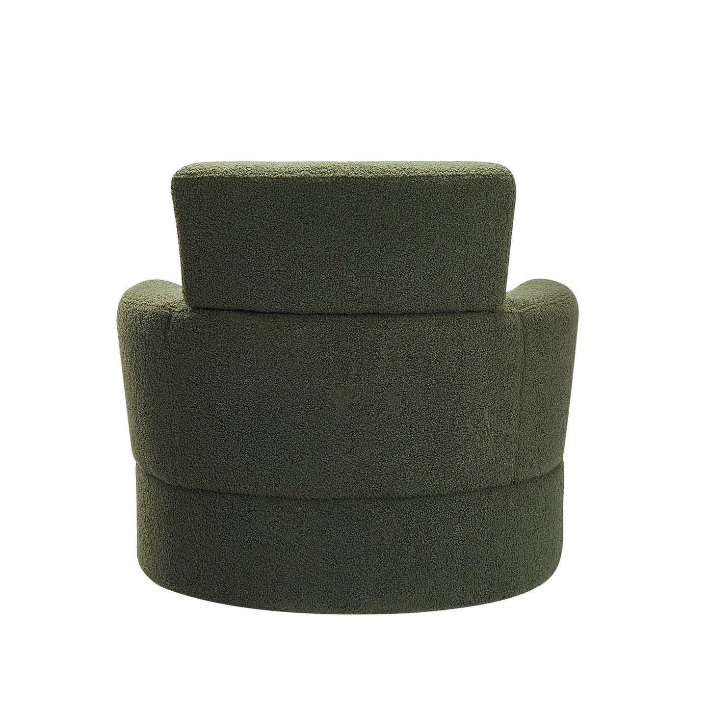 Roomfitters 360° Upholstered Swivel Barrel Accent Chair with Adjustable Headrest for Living Room