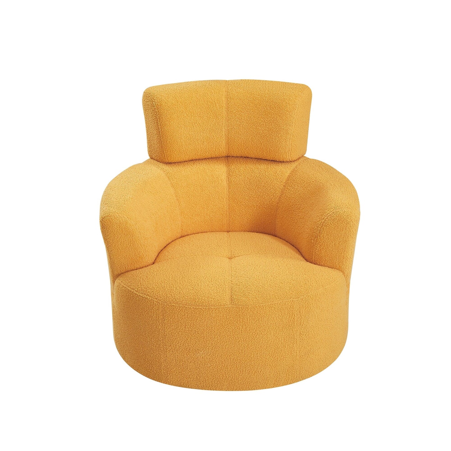 Roomfitters 360° Upholstered Swivel Barrel Accent Chair with Adjustable Headrest for Living Room
