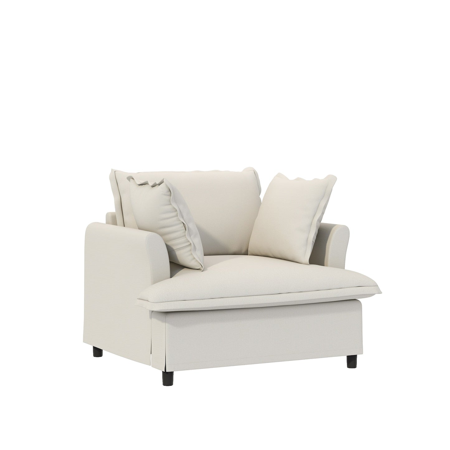 Single Seat Sofa Module For Modular Sectional Sofa,Wide Seat Chenille Armchair With Pillows,Upholstered Single Couch Lounge