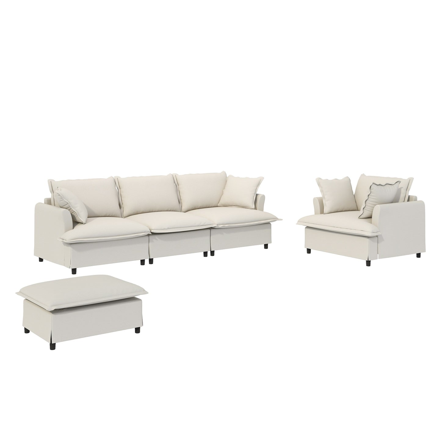 Single Seat Sofa Module For Modular Sectional Sofa,Wide Seat Chenille Armchair With Pillows,Upholstered Single Couch Lounge