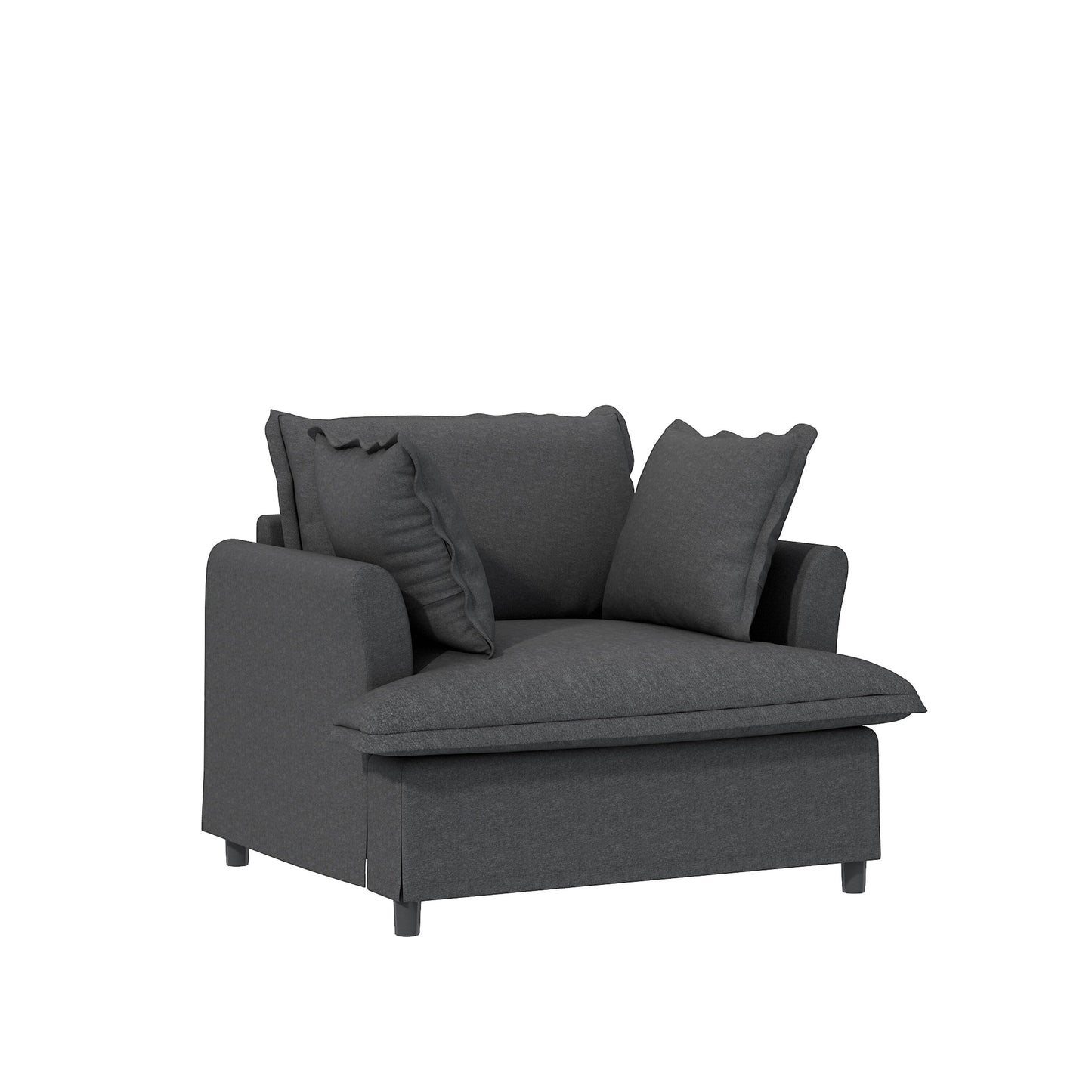 Single Seat Sofa Module For Modular Sectional Sofa,Wide Seat Chenille Armchair With Pillows,Upholstered Single Couch Lounge