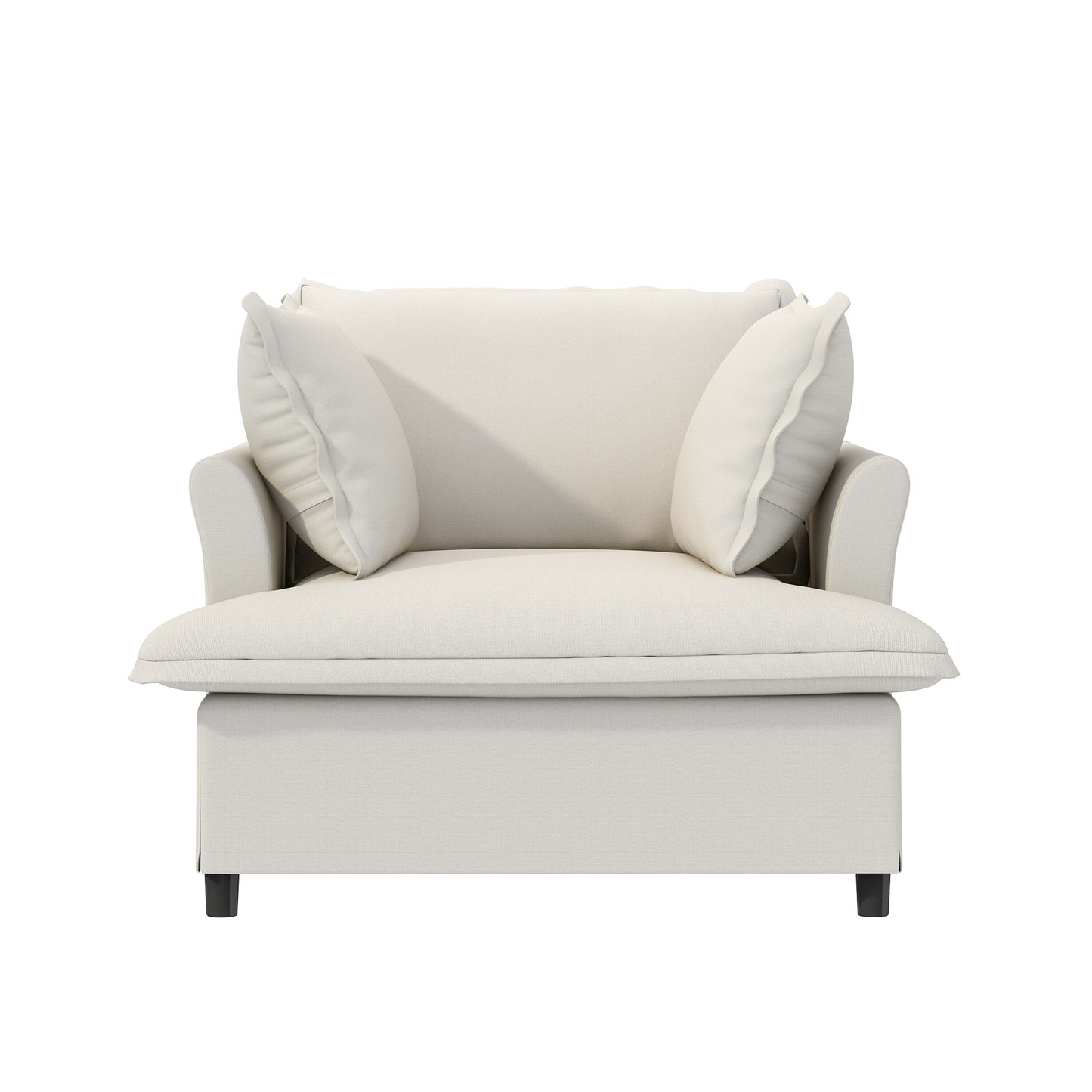 Single Seat Sofa Module For Modular Sectional Sofa,Wide Seat Chenille Armchair With Pillows,Upholstered Single Couch Lounge