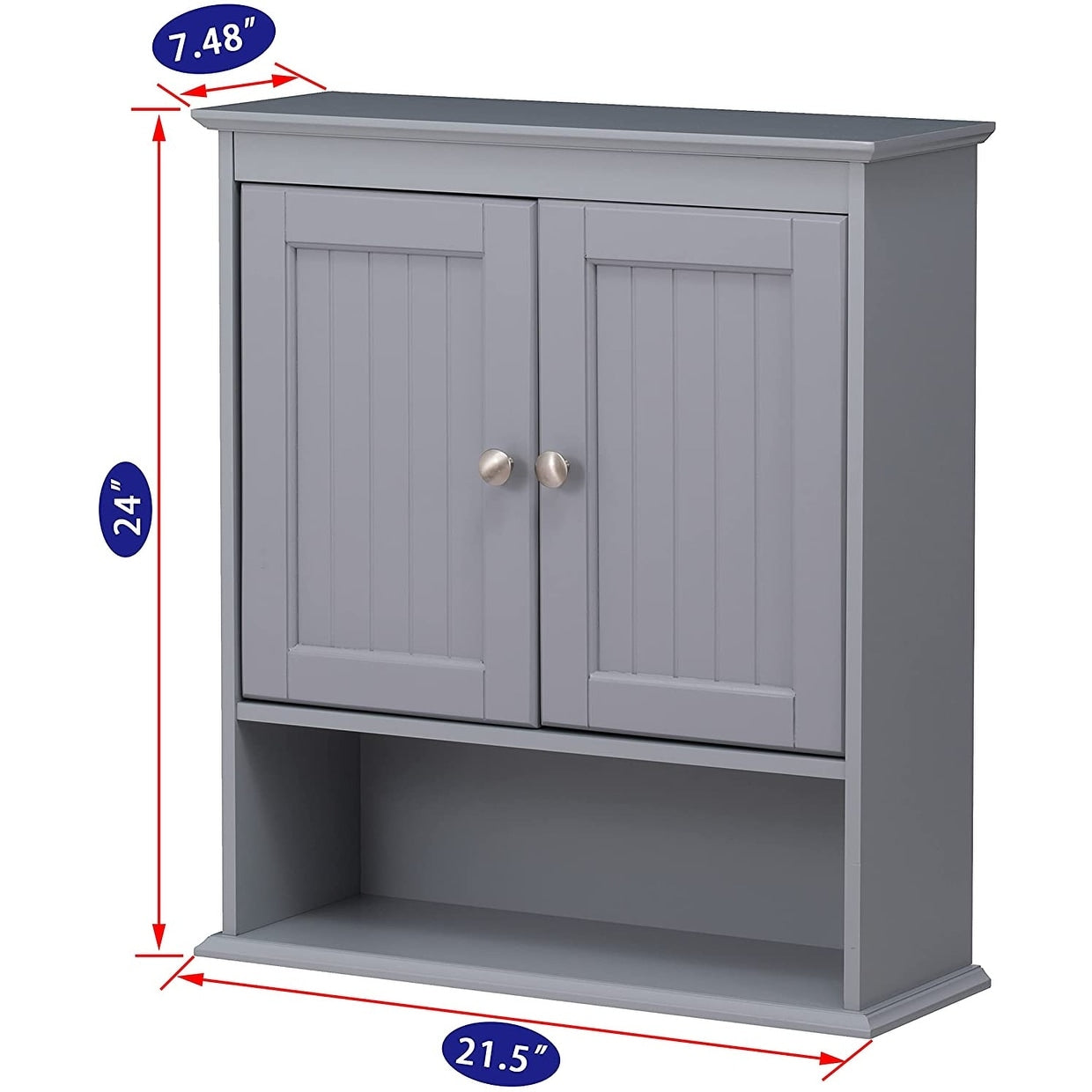 Spirich-Bathroom Wall Spacesaver Storage Cabinet Over The Toilet with Door , Wooden, White