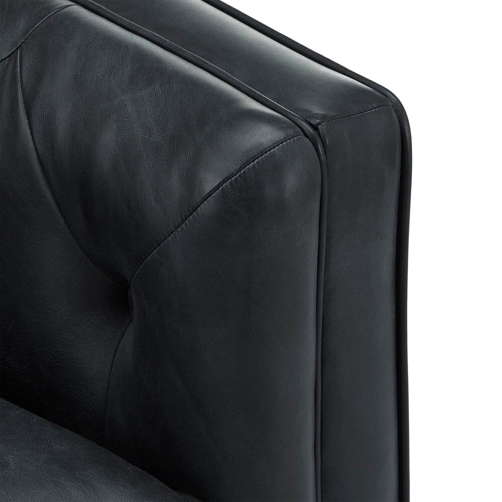 Tullio Black Leather Button Tufted Loveseat by iNSPIRE Q Modern - Sofa