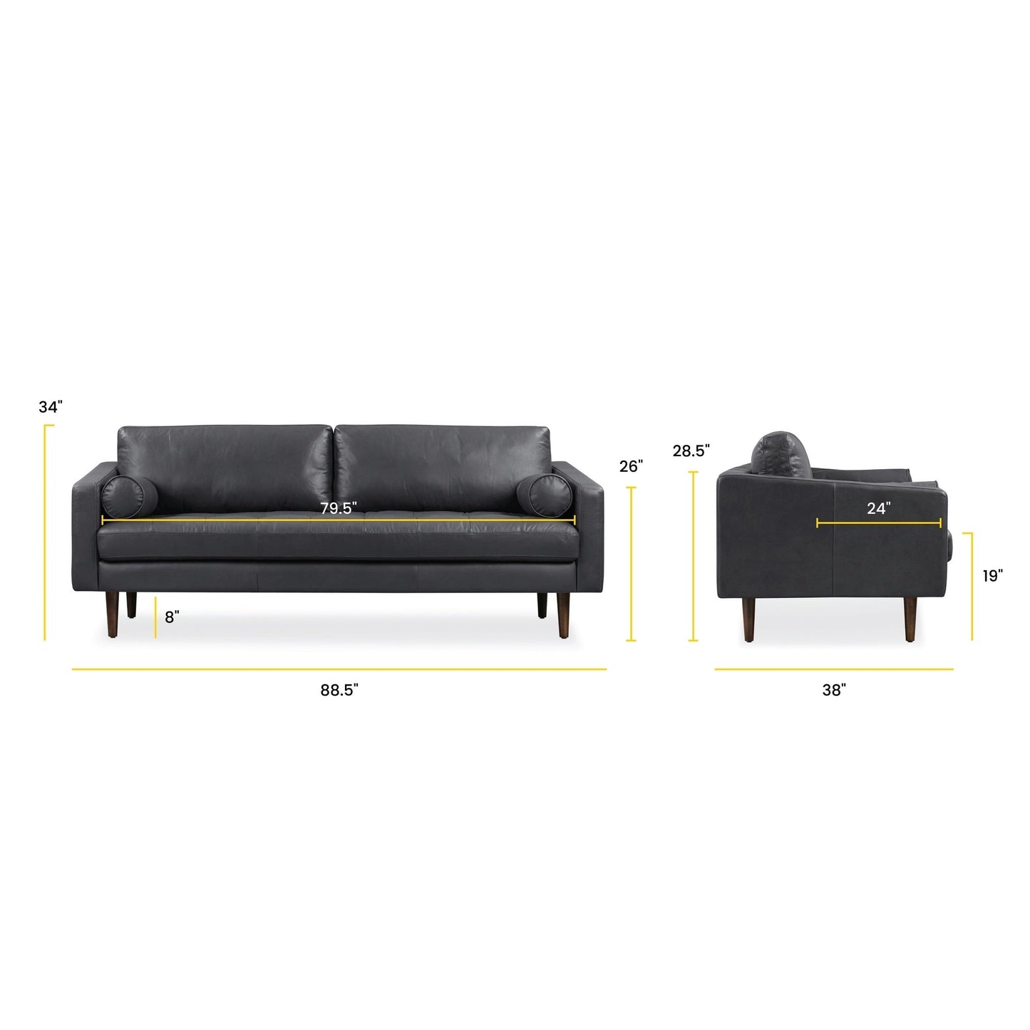 Poly & Bark Napa 88.5 Sofa - Genuine Italian Leather