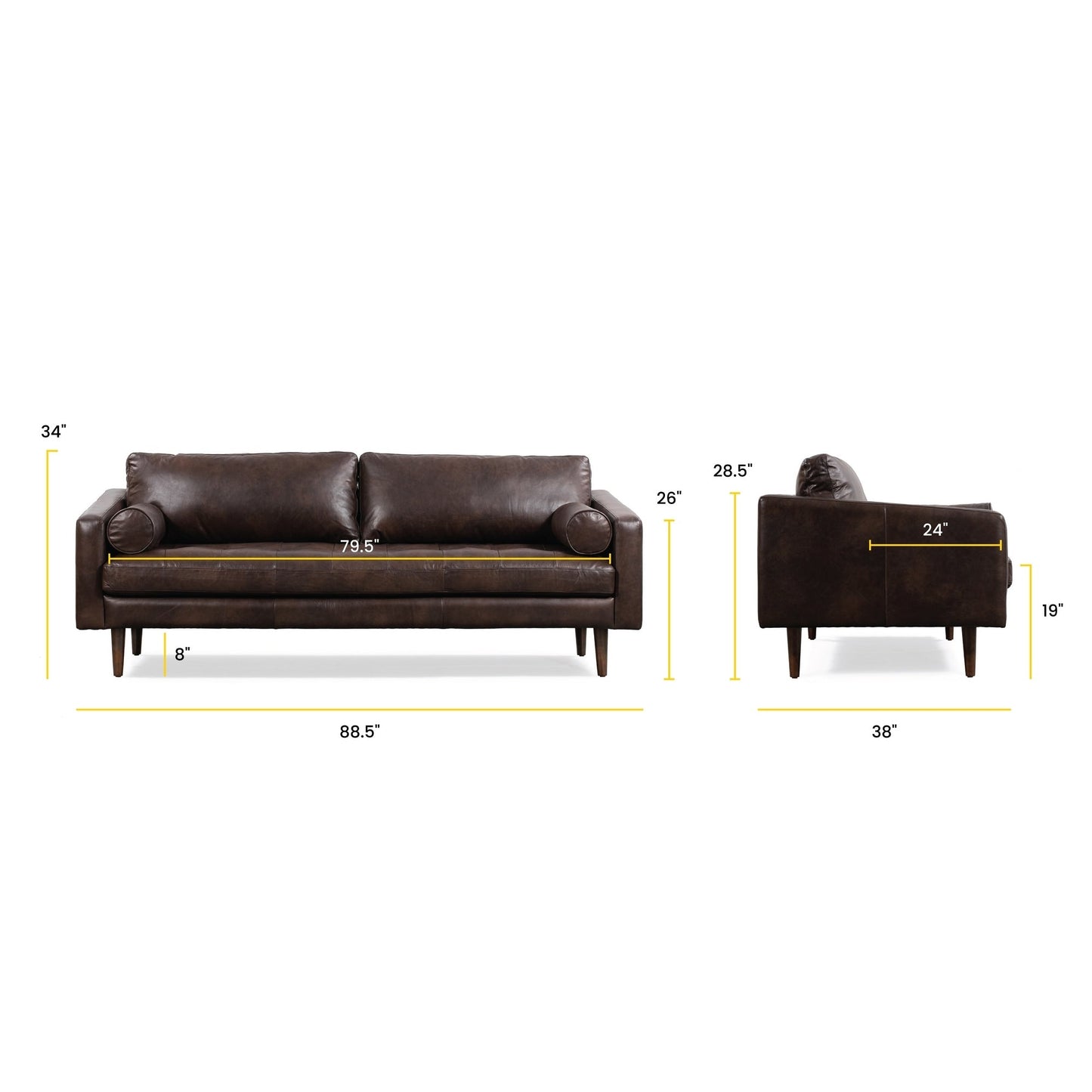 Poly & Bark Napa 88.5 Sofa - Genuine Italian Leather