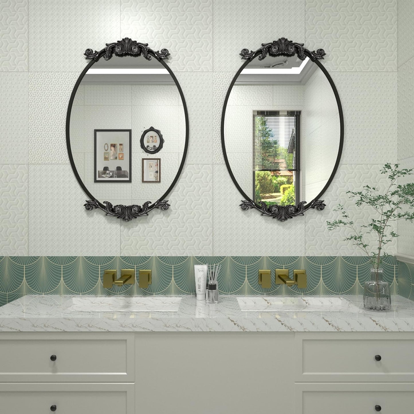Oval Vintage Ornate Baroque Wall Mirror