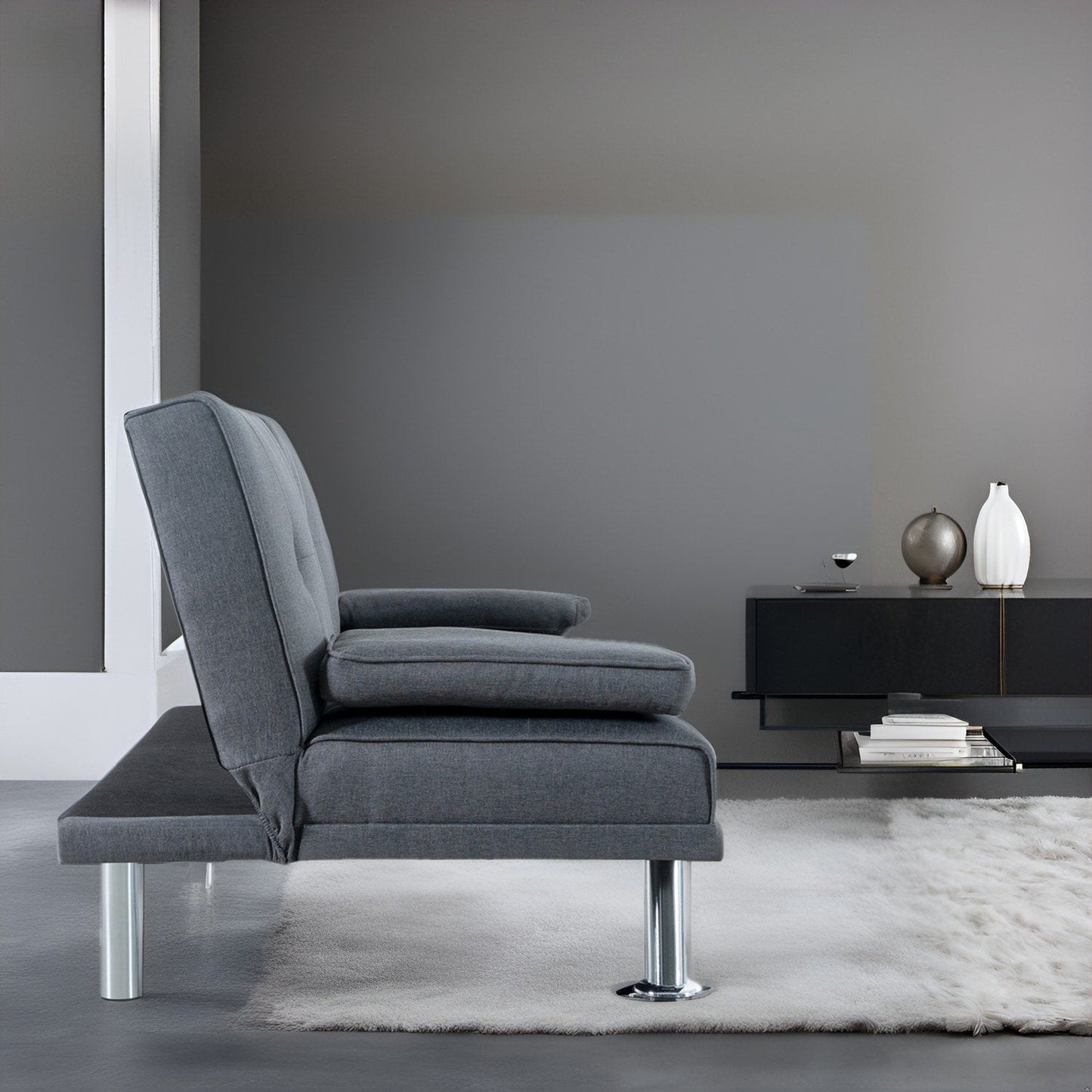 Ultimate Futon Sofa Collection: Futon Sofa with Armrest and Cupholders, Button Tufted Sofa with Wooden Legs