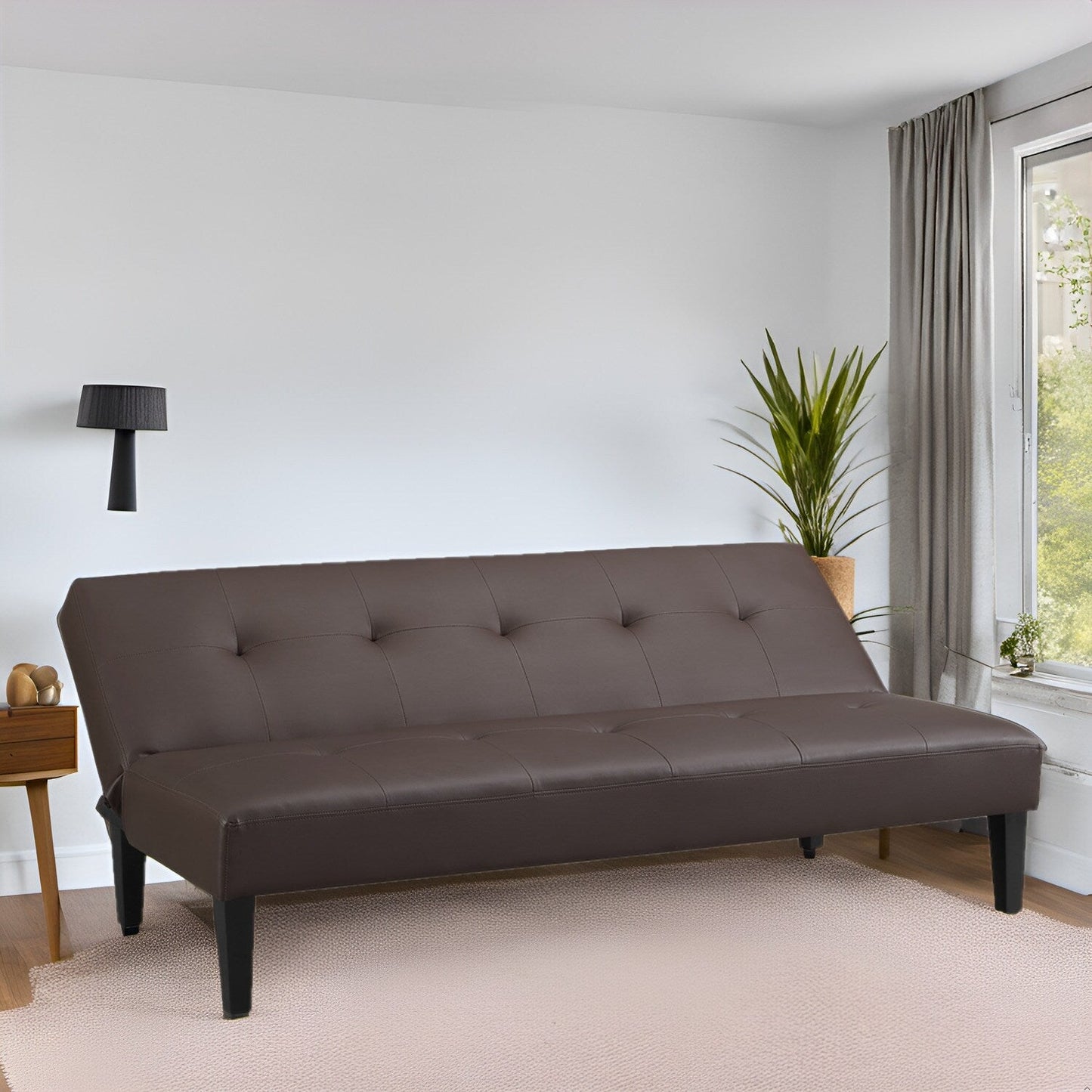 Ultimate Futon Sofa Collection: Futon Sofa with Armrest and Cupholders, Button Tufted Sofa with Wooden Legs