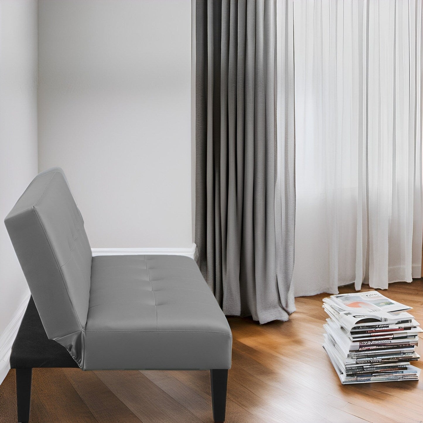 Ultimate Futon Sofa Collection: Futon Sofa with Armrest and Cupholders, Button Tufted Sofa with Wooden Legs