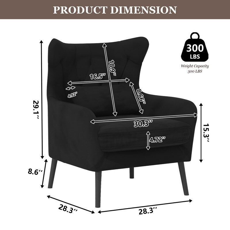 Upholstered Tuft Velvet Metal Thick Cushion Two Accent Chairs Loveseat