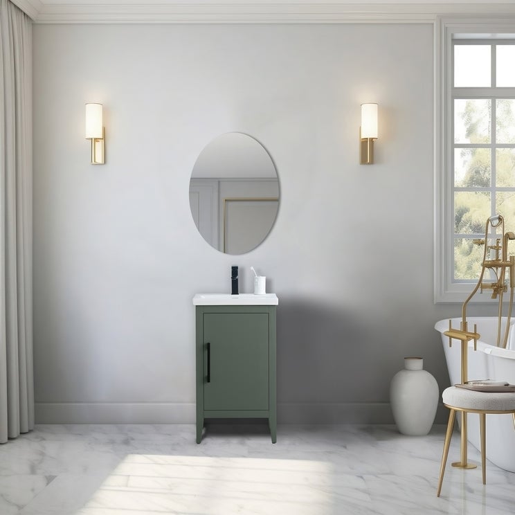 Vanity Art 20 or 24 or 30 Single Sink Bathroom Vanity Cabinet with Ceramic Top