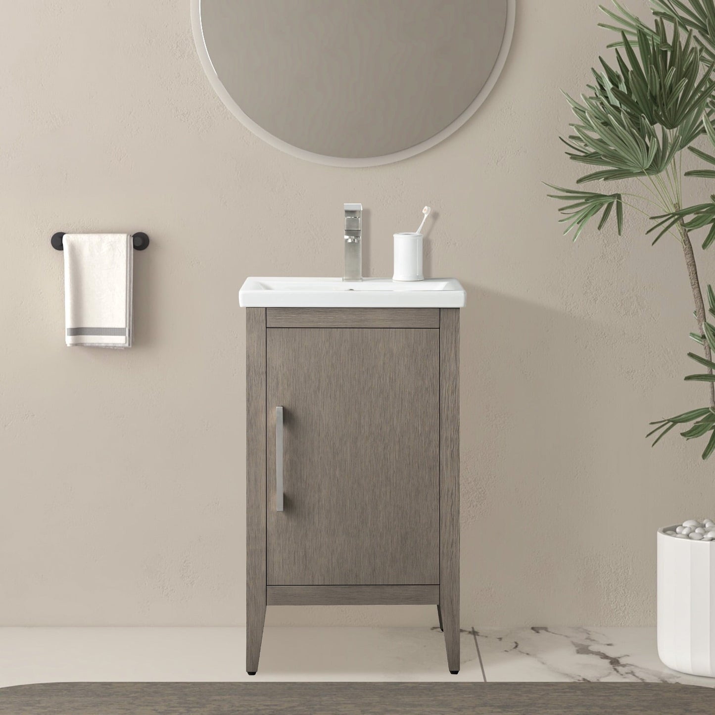 Vanity Art 20 or 24 or 30 Single Sink Bathroom Vanity Cabinet with Ceramic Top