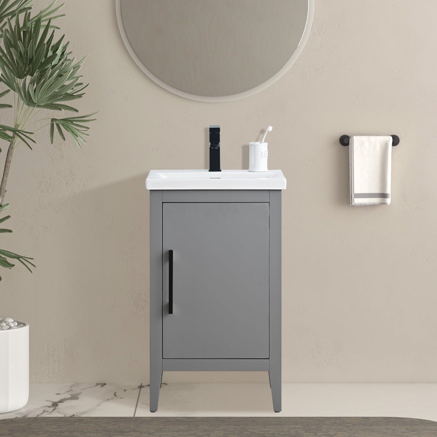 Vanity Art 20 or 24 or 30 Single Sink Bathroom Vanity Cabinet with Ceramic Top
