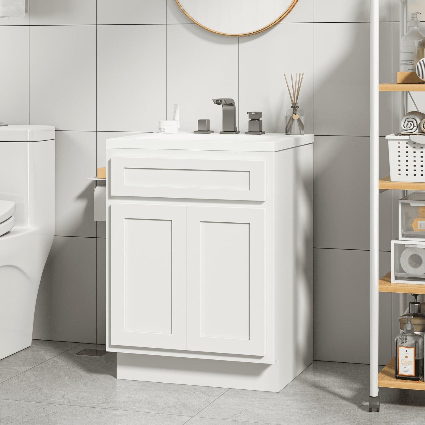 Vanity Art 24-inch Solid Wood Single Sink Bathroom Vanity Cabinet