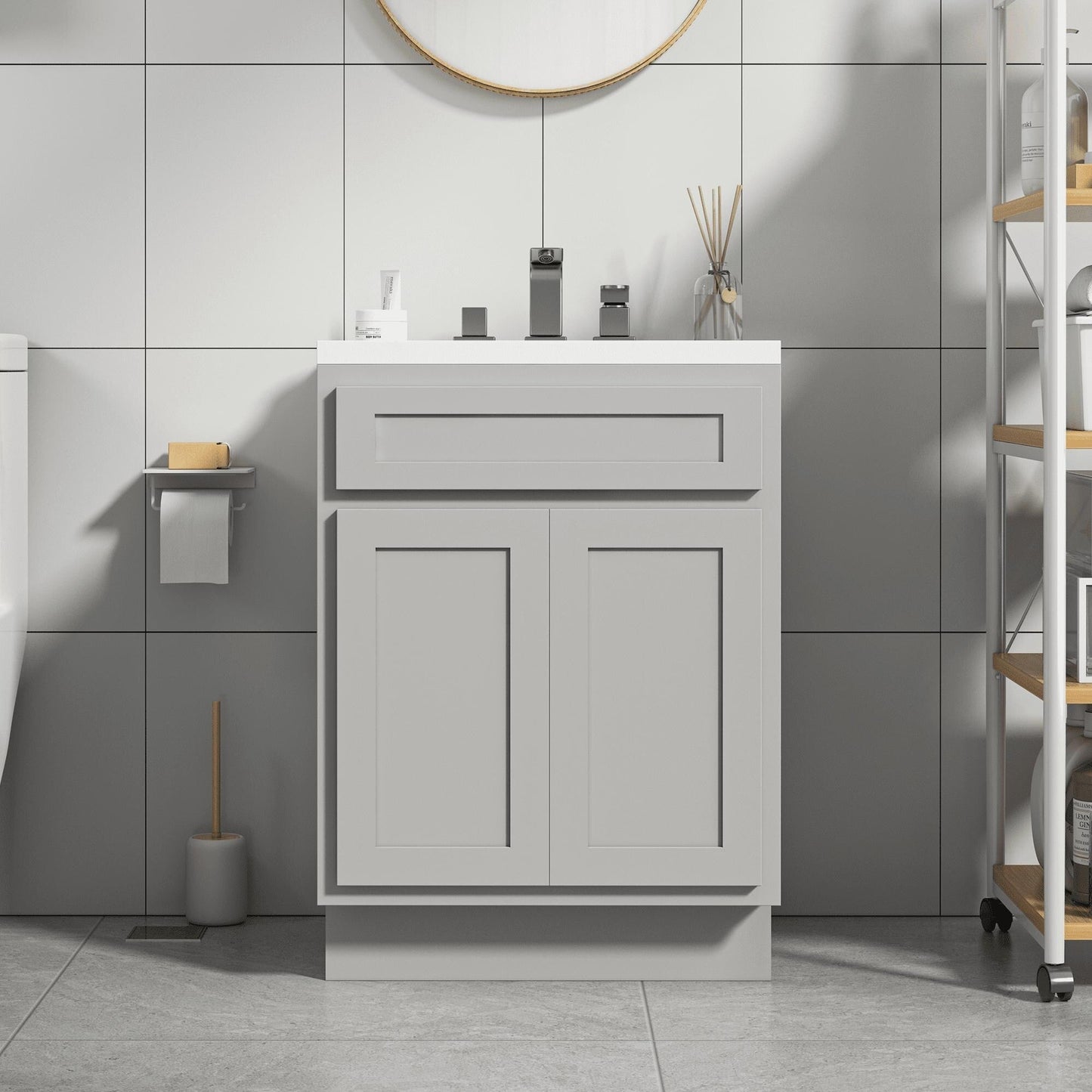 Vanity Art 24-inch Solid Wood Single Sink Bathroom Vanity Cabinet