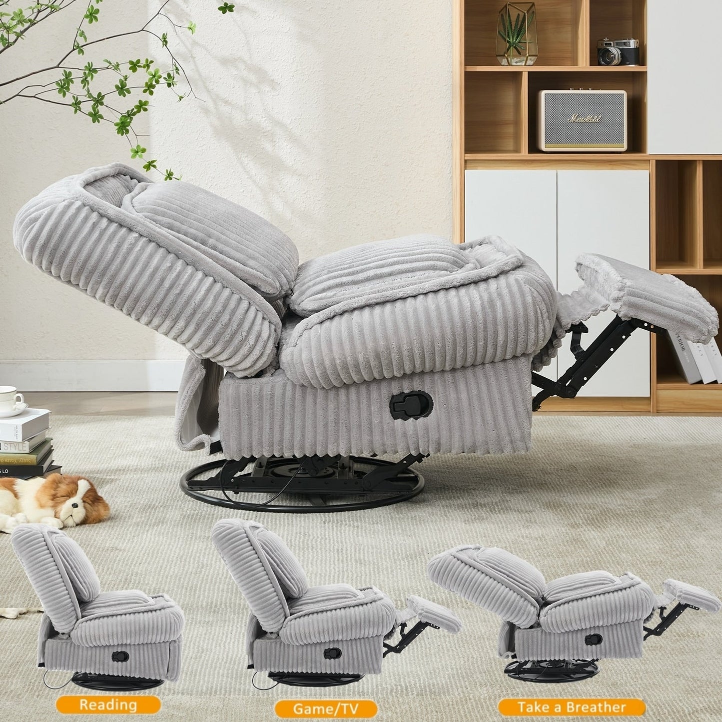Versatile Corduroy Recliner Sofa for Relaxation and Comfort