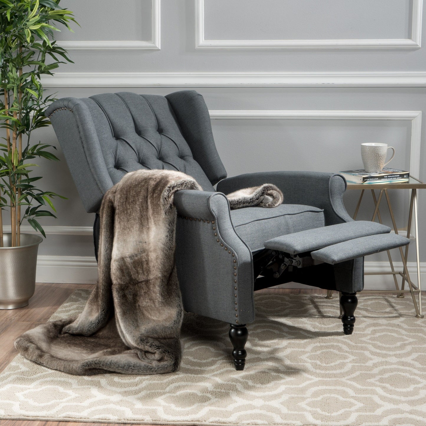 Walter Tufted Fabric Wingback Recliner Club Chair by Christopher Knight Home