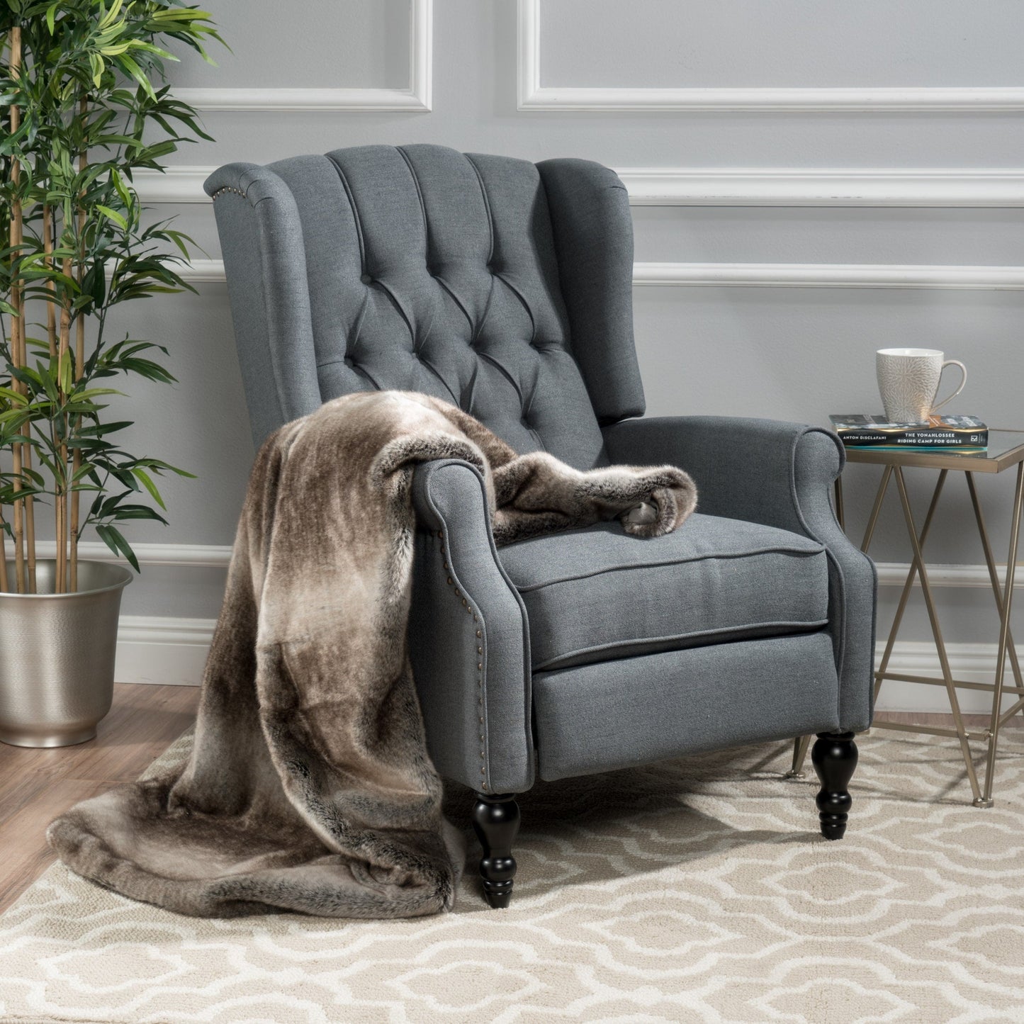 Walter Tufted Fabric Wingback Recliner Club Chair by Christopher Knight Home
