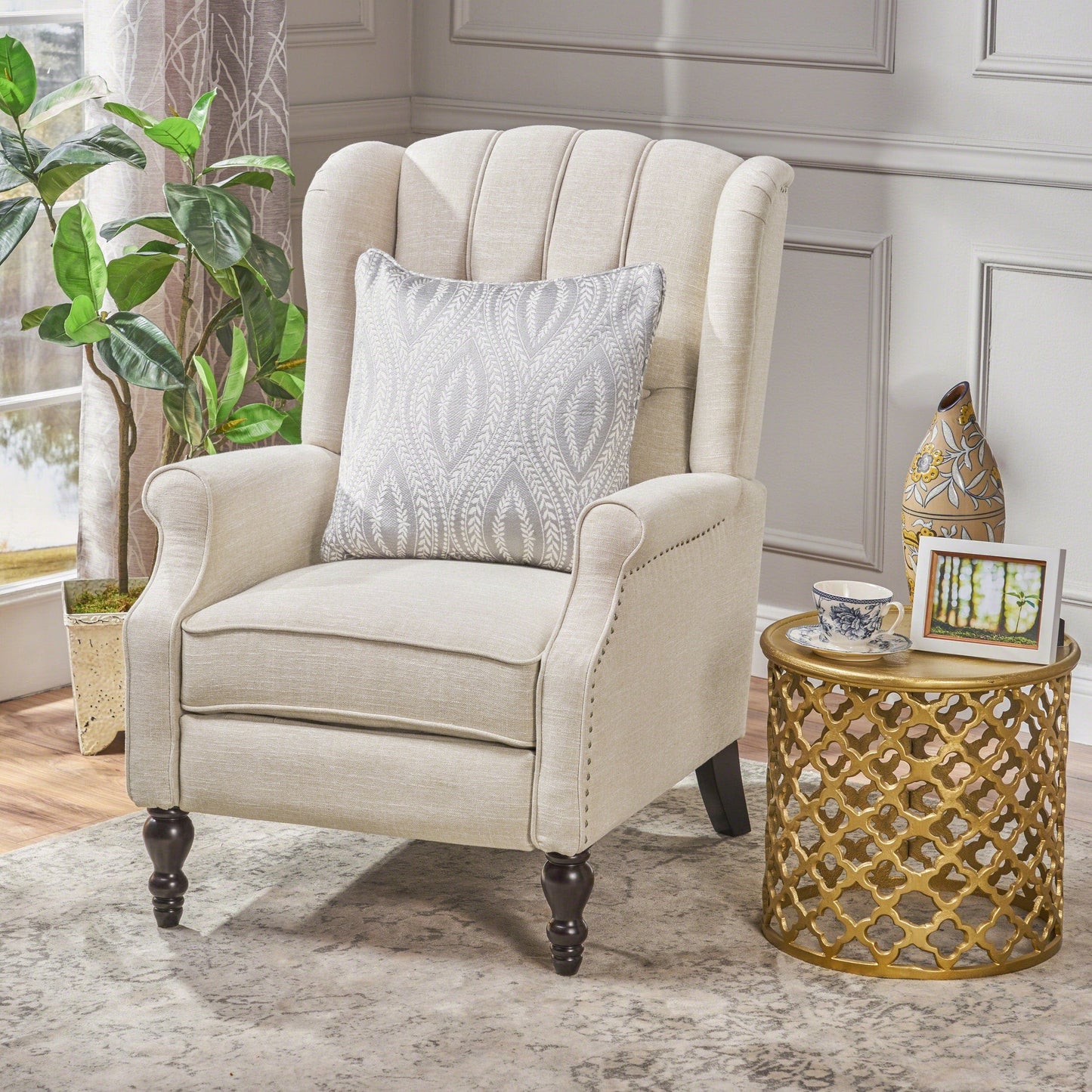Walter Tufted Fabric Wingback Recliner Club Chair by Christopher Knight Home