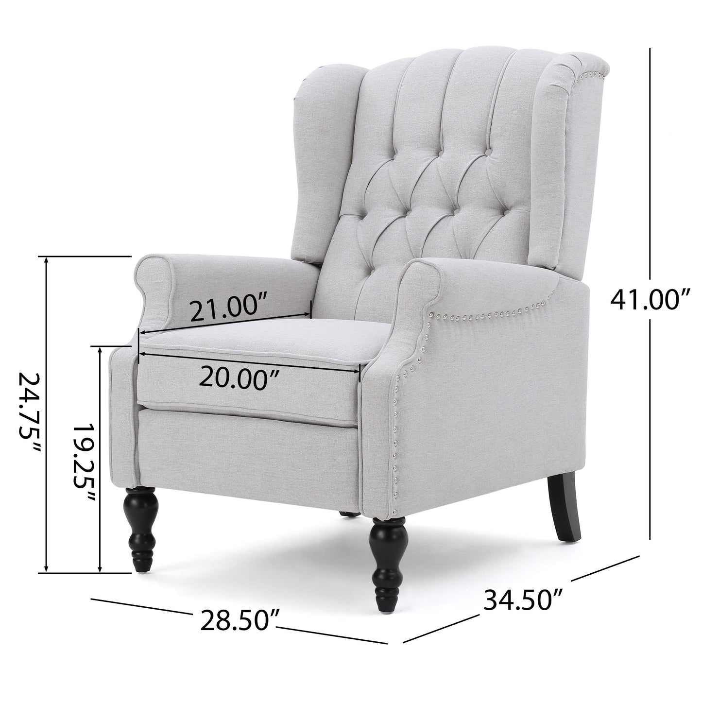Walter Tufted Fabric Wingback Recliner Club Chair by Christopher Knight Home