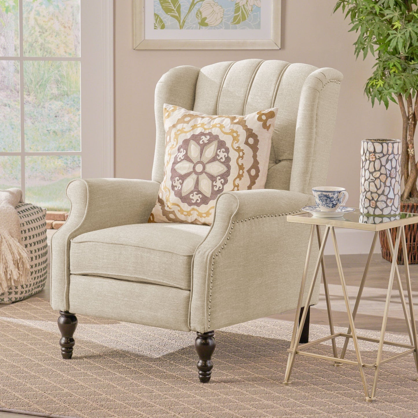 Walter Tufted Fabric Wingback Recliner Club Chair by Christopher Knight Home