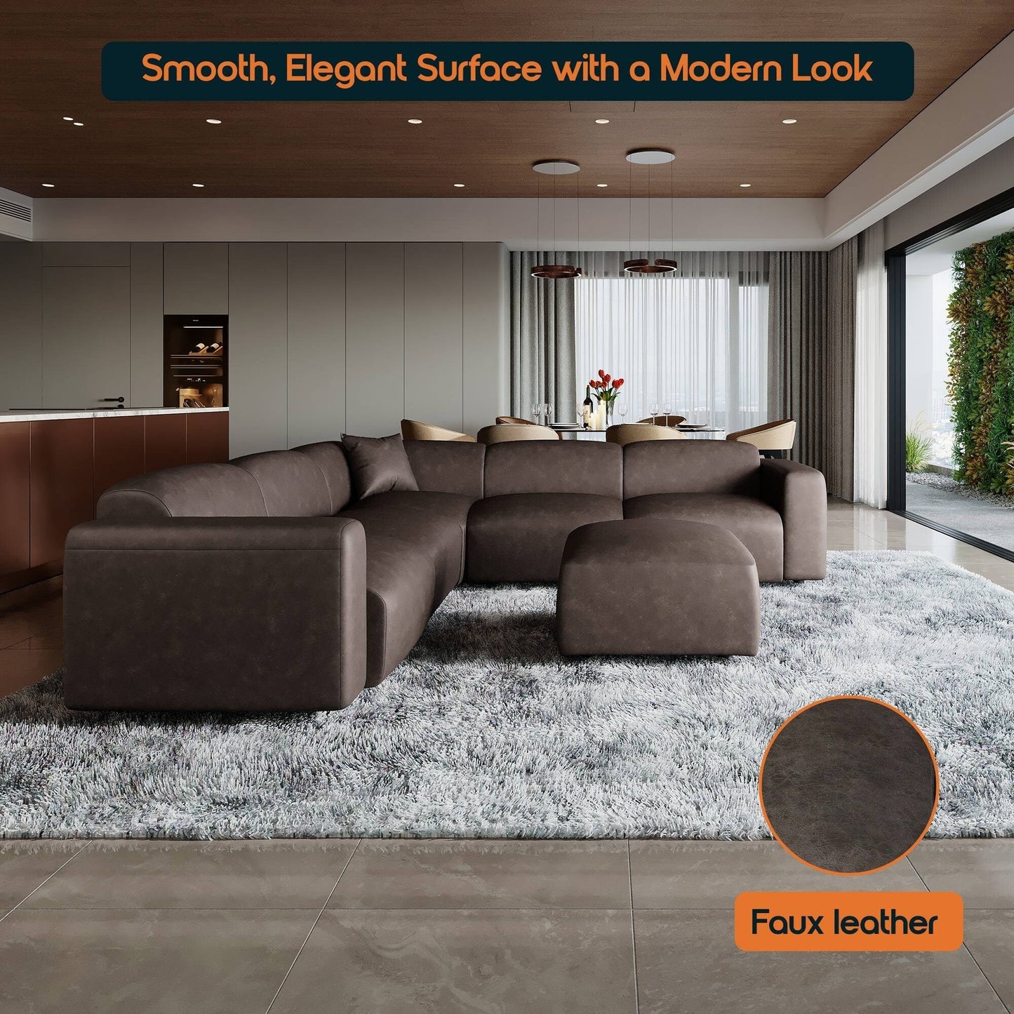 Whisper Upholstered Conversation Set with Modular Chairs, Attachable Arms and Ottoman Living Room Sectional Set