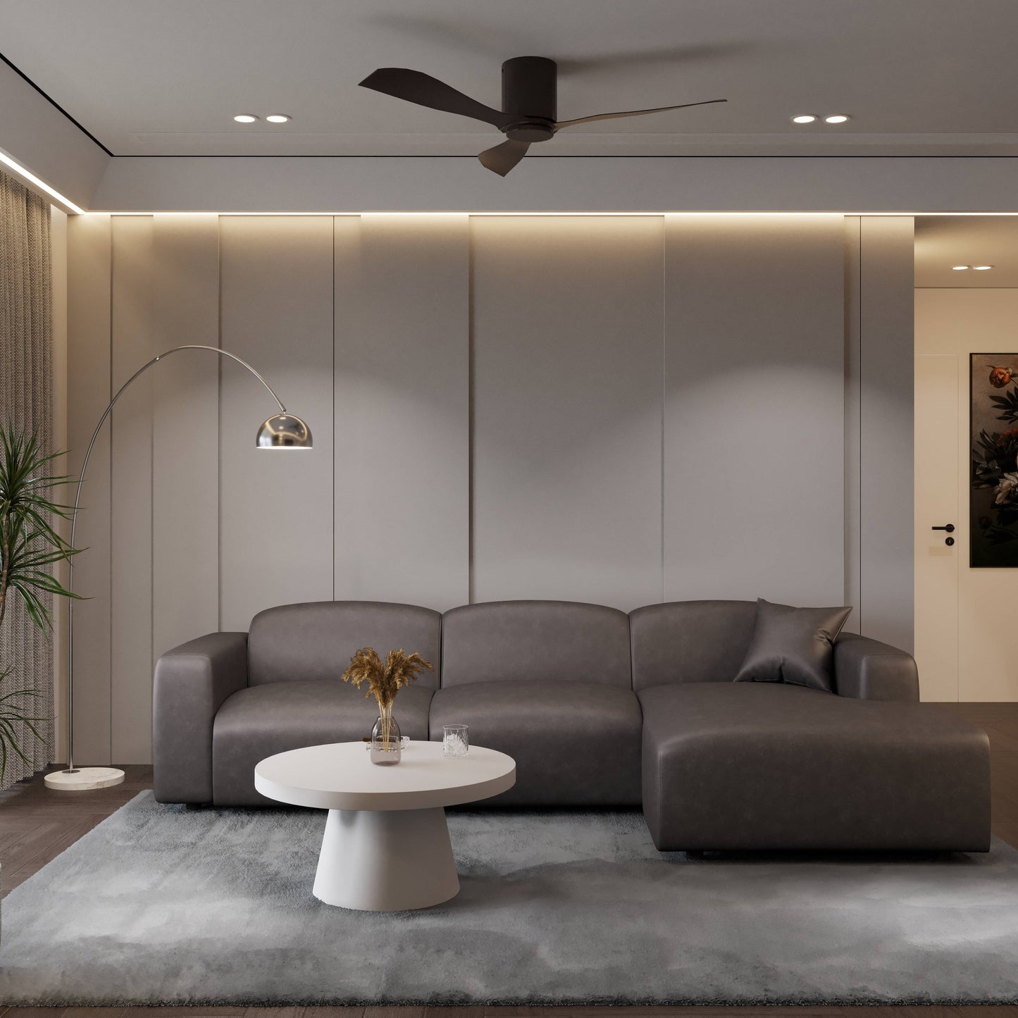 Whisper Upholstered Conversation Set with Modular Chairs, Attachable Arms and Ottoman Living Room Sectional Set