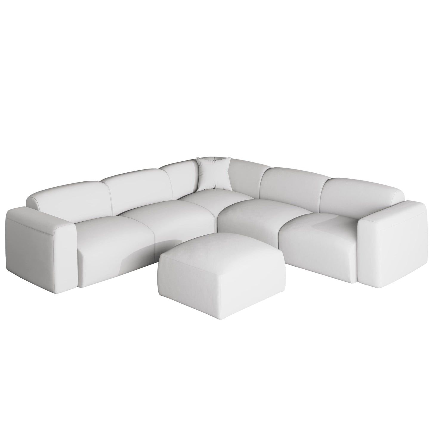Whisper Upholstered Conversation Set with Modular Chairs, Attachable Arms and Ottoman Living Room Sectional Set