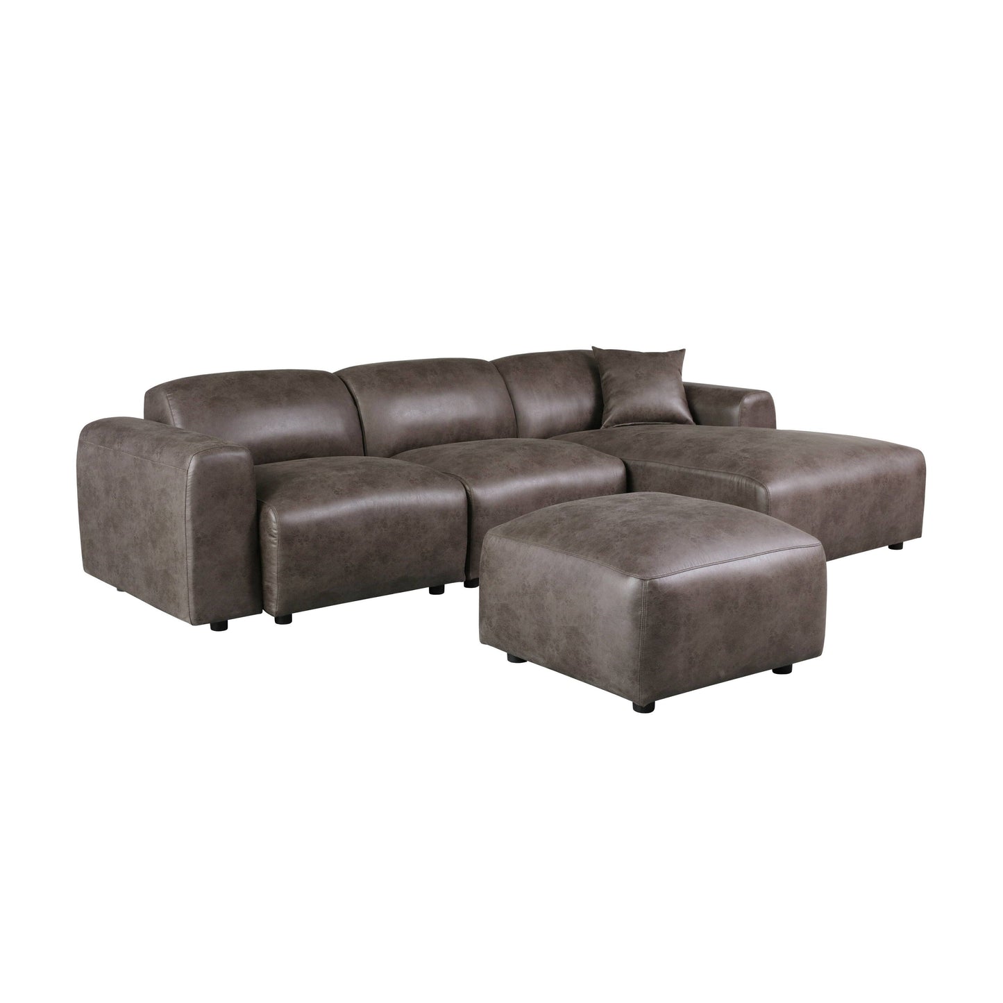 Whisper Upholstered Conversation Set with Modular Chairs, Attachable Arms and Ottoman Living Room Sectional Set