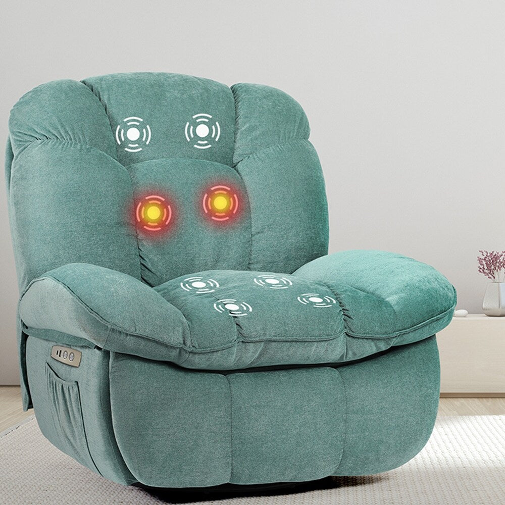 XINMICS Power Recliner Chair, Massage Chair Recliner with Heated, Modern Swivel Rocking Recliner Chairs for Adults with USB