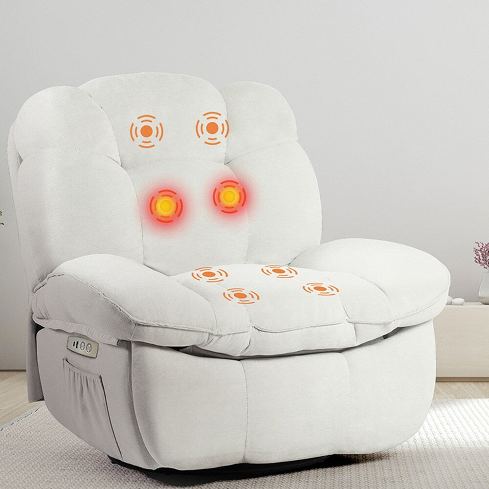 XINMICS Power Recliner Chair, Massage Chair Recliner with Heated, Modern Swivel Rocking Recliner Chairs for Adults with USB