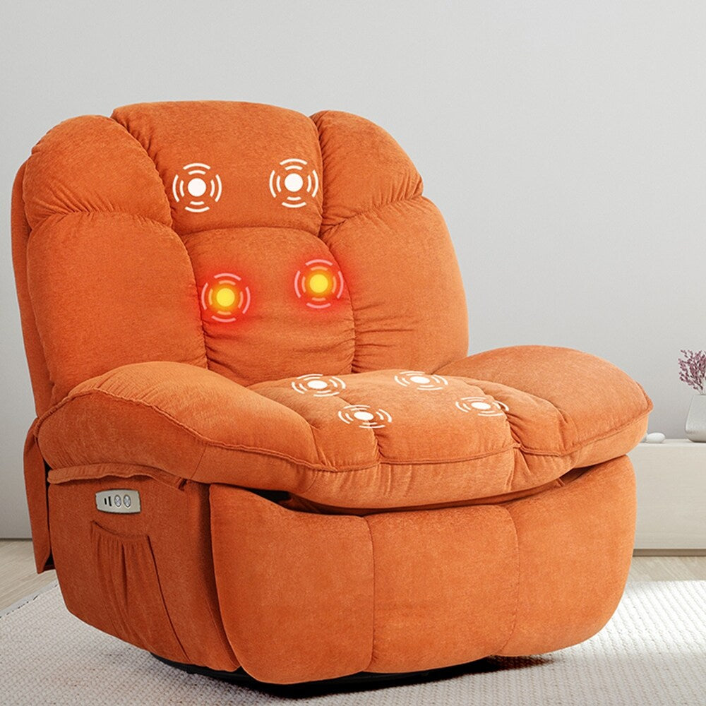 XINMICS Power Recliner Chair, Massage Chair Recliner with Heated, Modern Swivel Rocking Recliner Chairs for Adults with USB