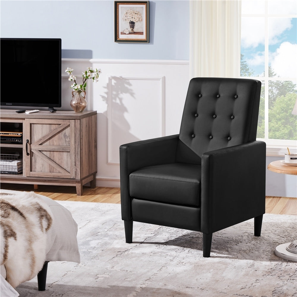Yaheetech Modern Faux Leather Recliner Adjustable Back Footrest Tufted Upholstered Sofa