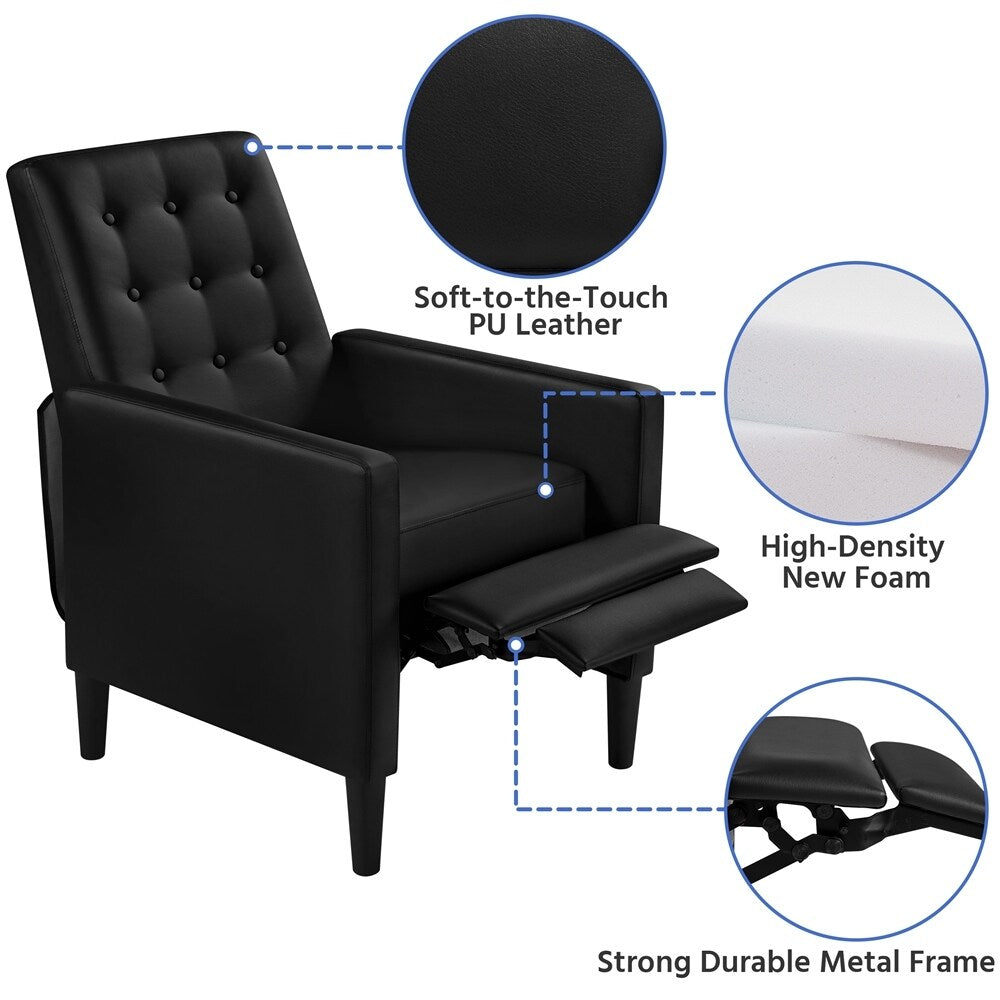 Yaheetech Modern Faux Leather Recliner Adjustable Back Footrest Tufted Upholstered Sofa