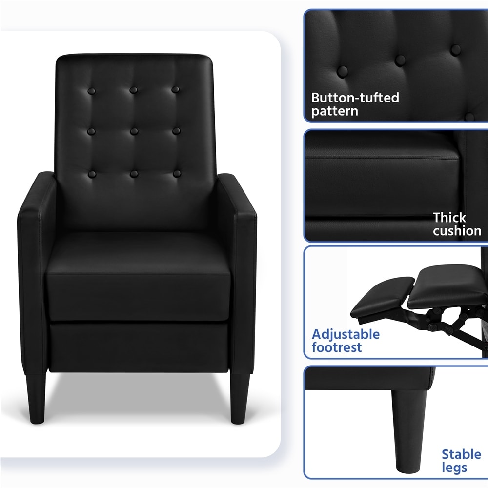 Yaheetech Modern Faux Leather Recliner Adjustable Back Footrest Tufted Upholstered Sofa