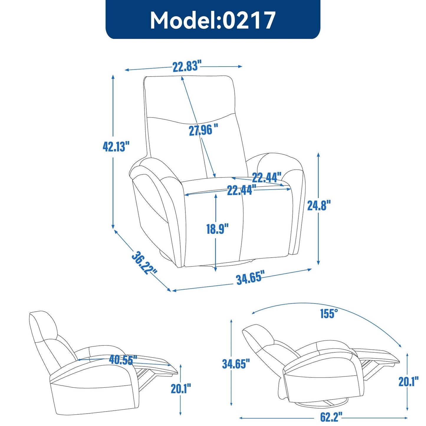 Yellow Brown Genuine Leather 270° Swivel Glider Rocker Power Recliner with 2 Side Pockets, USB & Type-C Ports