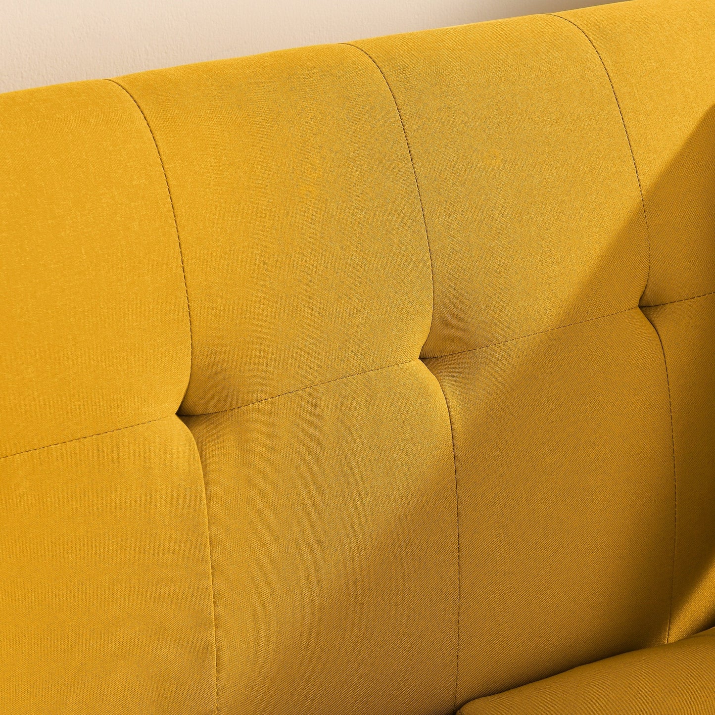 Yellow Mid Century Modern 53 Foam Button Tufted Upholstered Loveseat Sofa with solid iron legs for Living Room