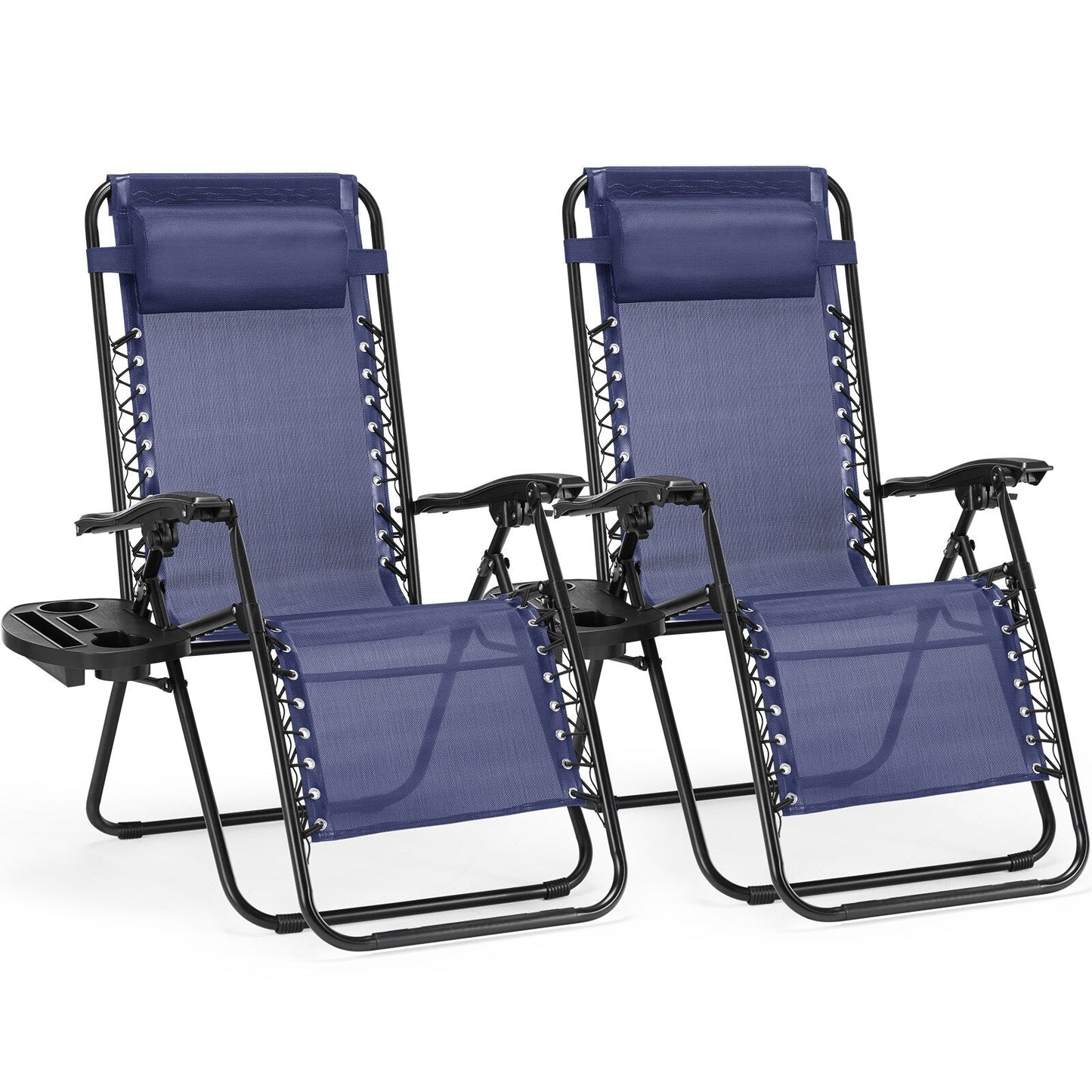 Zero Gravity Lounge Chair Outdoor Patio Folding Recliners with Headrest, Cup Holder and Removable Tray