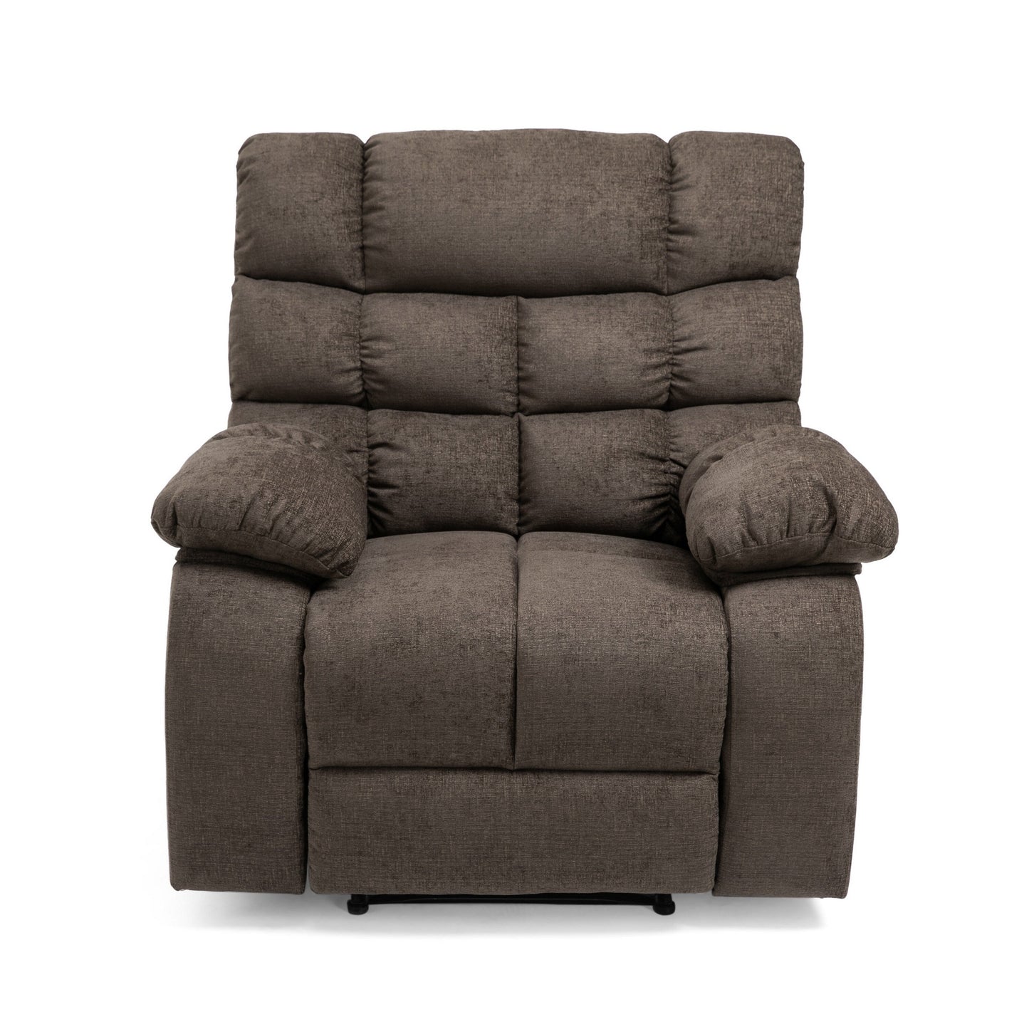Zoi Power Recliner Chair, 5 Massage Modes, Pillow Tufted Brown Fabric