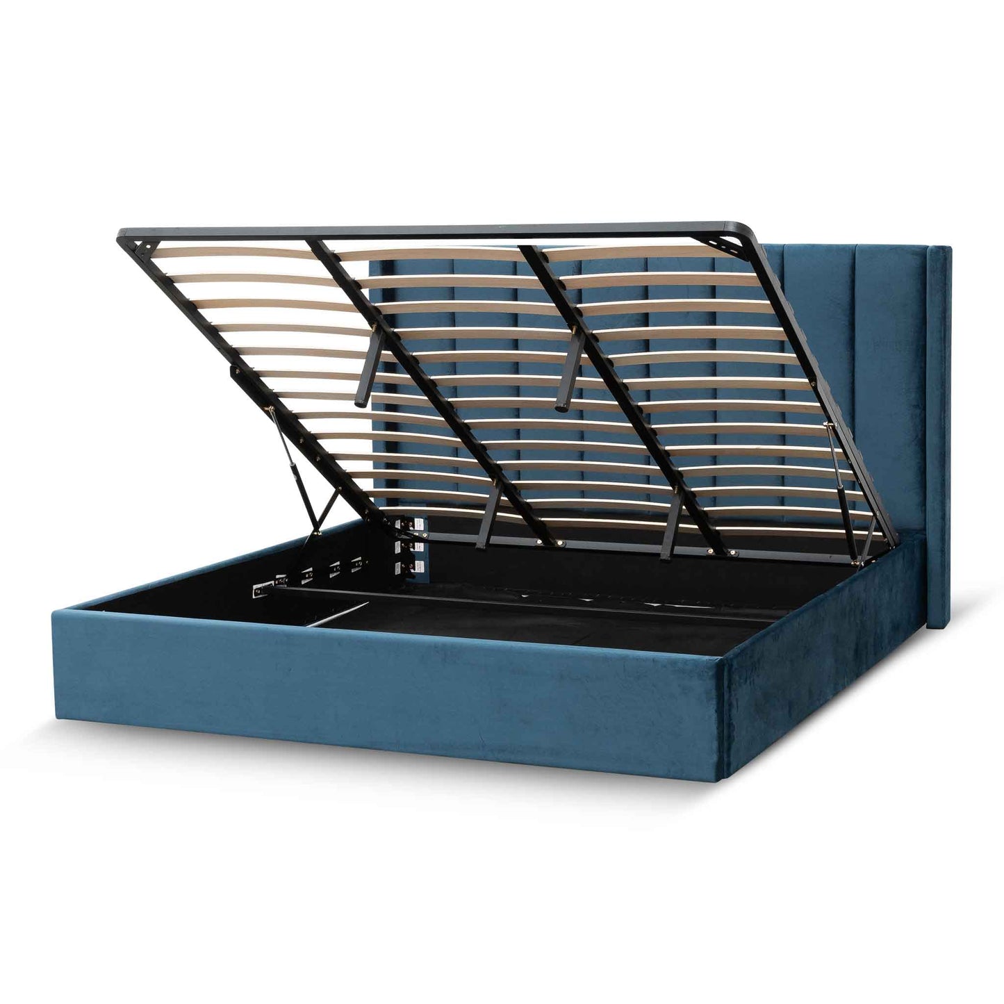Betsy King Bed Frame - Teal Navy Velvet with Storage