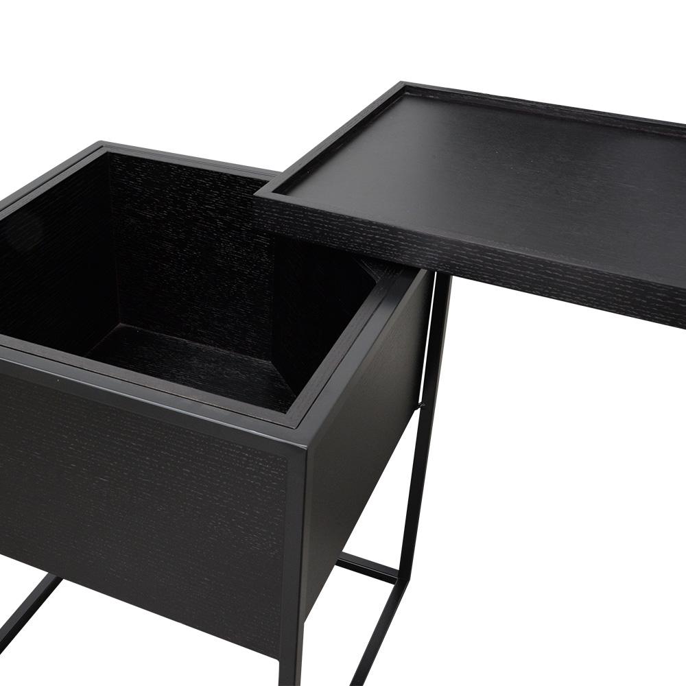Cane Scandinavian Side Table - Black