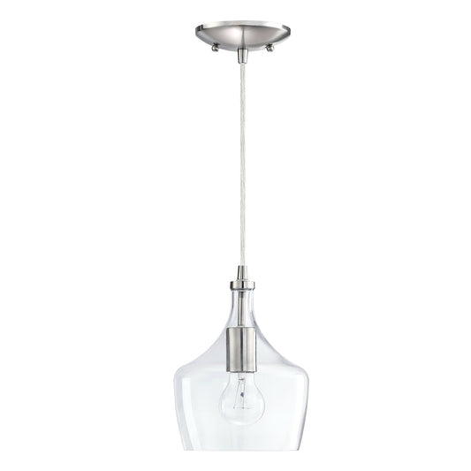 1-Light Kitchen Island Teardrop Clear Glass Pendant（1 or 3-pack can be chosen)