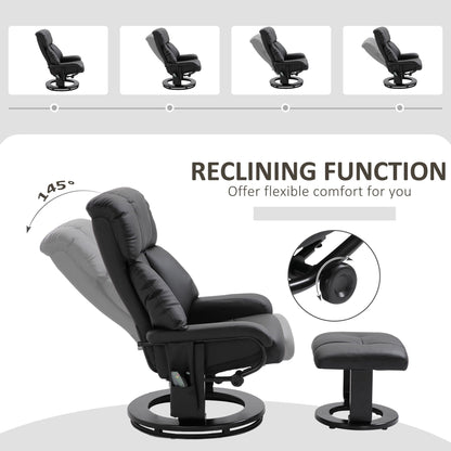 10 Point Vibration Massage Lounge Chair PU Leather Swivel Recliner Chair with Adjustable Backrest, Footrest and Remote