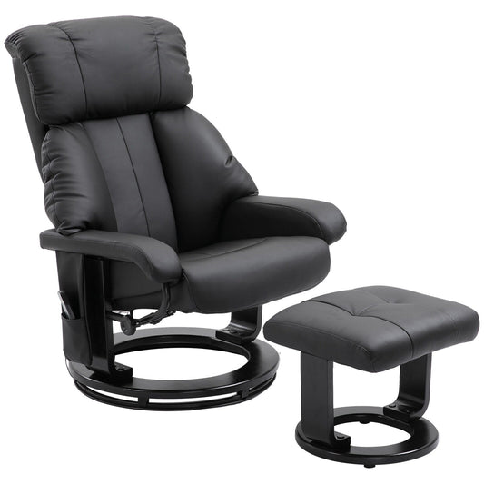 10 Point Vibration Massage Lounge Chair PU Leather Swivel Recliner Chair with Adjustable Backrest, Footrest and Remote