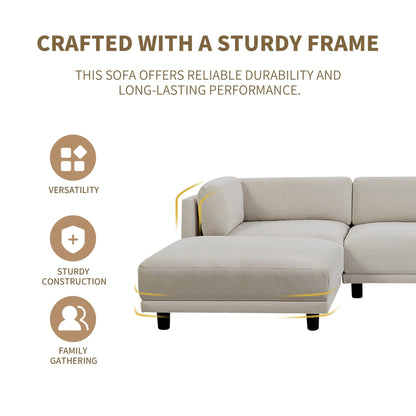 102.4'' L-Shaped Polyester Sectional Sofa with Reversible Footstool and Durable Legs