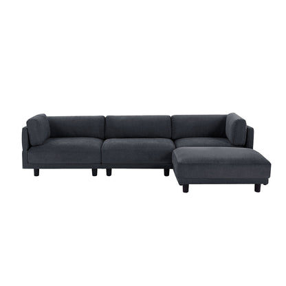 102.4'' L-Shaped Polyester Sectional Sofa with Reversible Footstool and Durable Legs