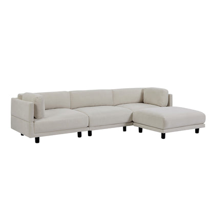 102.4'' L-Shaped Polyester Sectional Sofa with Reversible Footstool and Durable Legs