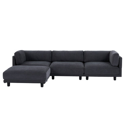 102.4'' L-Shaped Polyester Sectional Sofa with Reversible Footstool and Durable Legs