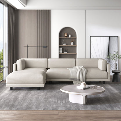 102.4'' L-Shaped Polyester Sectional Sofa with Reversible Footstool and Durable Legs